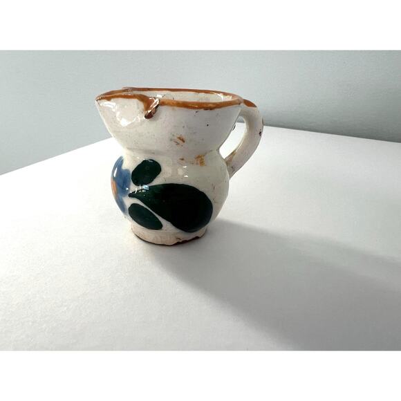 Miniature Vintage Hand Painted Ceramic Pitcher Decorative 1.5" tall Italy - Picture 7 of 9